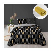 Pack housse de couette 220x240 cm Calidor + drap housse 140x190x30 Ocre