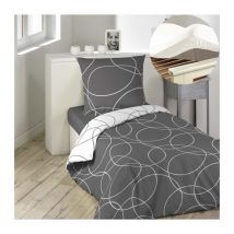Pack housse de couette réversible 140x200 cm en microfibre Elton+ dh 90x190x30 Blanc