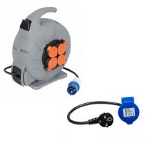 Inovtech - Pack Enrouleur Electrique Automatique Mobile cee 15M + antarion Adaptateur Femelle P17 Camping Car