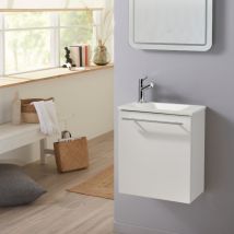 Godart - Pack lave-mains Blanc mat avec vasque design blanche - Robinetterie Eau froide à gauche - L.42.5 x h. 48.6 cm - Hanos