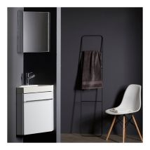 Planetebain - Lave-mains d'angle complet pour wc avec meuble design blanc
