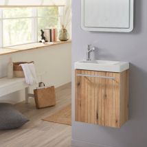 Godart - Pack lave-mains Bois Strié - Mitigeur à gauche - L.42.5 x h. 52.5 cm - Hamac 2