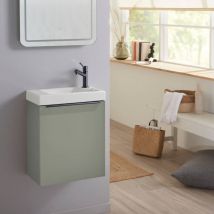 Godart - Pack lave-mains Vert avec poignée noire et vasque - Robinetterie Eau froide à droite - L.42.5 x h. 52.5 cm - Hamac 3