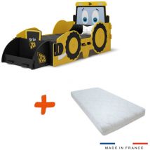 Bebegavroche - Lit + Matelas jcb à clipser modèle tractopelle