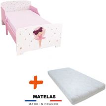 Lit+ matelas Ballerine Lit + Sommier +lattes + Matelas - 70x140 cm