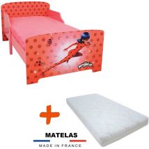 Lit+Matelas Miraculous couleur rouge Sommier + lattes + Matelas - 70x140 cm