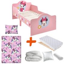 Pack Lit Minnie Mouse avec Matelas et Textile complet - couchage 140x70 cm