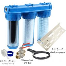 Water Tech - Pack luxe filtre à eau Triplex 3/4' équipé avec cartouche, vannes ...