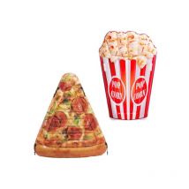 Pack Matelas de plage gonflable pop corn 178x124 cm - Matelas de plage gonflable part de pizza 175x145 cm