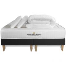 Royal Palace Bedding - Ensemble matelas sommier Lancaster 160 x 200 cm - Couleur : Noir avec 2 oreillers et couette