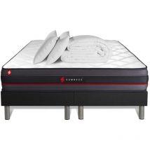 Somness - Ensemble matelas sommier Regen 160 x 200 cm - Couleur : Noir avec 2 oreillers et couette