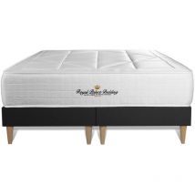 Royal Palace Bedding - Ensemble matelas sommier Windsor 180 x 200 cm - Couleur : Noir avec 2 oreillers et couette