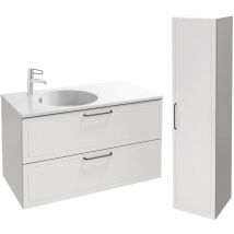 Jacob Delafon - Pack meuble simple vasque 80 cm Odéon Rive Gauche 2 tiroirs blanc + colonne droite