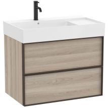 Pack meuble unik inspira 800 - 2 tiroirs + lavabo plan en fineceramic - Pin Blanc Roca