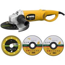 Pack Meuleuse d'angle 2200W + 3 disques à meuler ø 230mm Pierre Marbre Granit Vito
