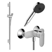 Hansgrohe - Pack mitigeur douche mécanique cartouche 2 vitesses Vernis Blend + Barre Unica s Puro + flexible + Pommeau Pulsify Select 3 jets chromé