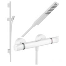 Hansgrohe - Pack mitigeur douche thermostatique Ecostat Comfort + Barre Unica s Puro + flexible + Pommeau Pulsify e blanc mat