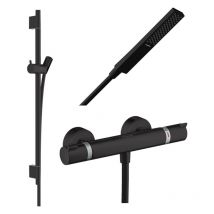 Pack mitigeur douche thermostatique HANSGROHE Ecostat Comfort + Barre Unica S Puro + flexible + Pommeau Pulsify E noir mat