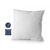 Pack moelleux 1 Oreiller + 2 taies colorées coton 60x60 cm - Bleu
