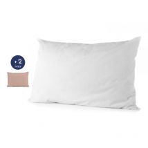 Pack moelleux 1 Oreiller + 2 taies colorées coton 50x70 cm- Rose