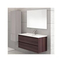 Mueble de baño suspendido Ibiza con lavabo y espejo. Se envía montado 75CM Fresno Tea