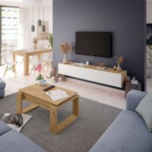 Miroytengo - Pack Muebles de Salón Moderno Completo Roble Nodi y Blanco Artik