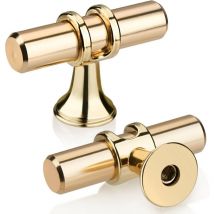 Dolaso - Pack of 10 128mm Gold t Knob Drawer Pull, Modern Elegant Gold Kitchen Cabinet Handle Zinc Alloy Single Hole Cabinet Door Handle for Kitchen,