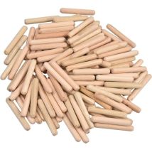 Tinor - Pack of 100 Grooved Wooden Dowels Tapered Wood Dowels Twill End Birch Dowels Furniture Dowel for Hobbyists and diy Carpentry 6mm x 40mm