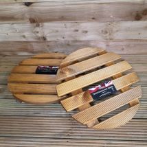 Pack of 2 Tom Chambers Handcrafted Heavy Duty Round Traditional Wood Garden Patio Plant Flower Pot Stand Caddy Trolley Dolly on Strong Metal Castor