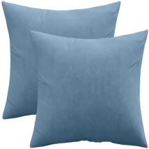 Privatefloor - Pack of 2 velvet cushions - cover and filling - Mesmal Light blue Velvet - Light blue