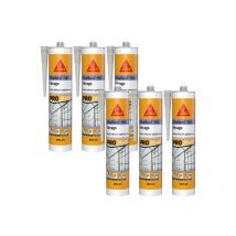 Sika - Pack of 6 elastic silicone sealants seal-162 Vitrage - Translucent - 300ml