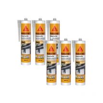 Sika - Pack of 6 seal-185 Joinery Silicone Sealants - White pvc - 300ml