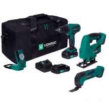 Pack outils sans fil Plate-forme 20V - Perceuse-visseuse, scie sauteuse, outil multifonction, lampe de de travail avec 1 batterie 2.0Ah et chargeur