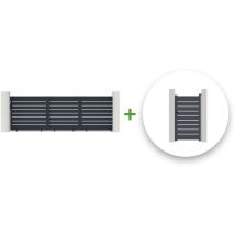 Pack portail coulissant 500x160cm vogel + Portillon 1x1,6m Gris
