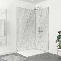 Aurlane - Pack de 2 Panneaux Muraux Pierre Artic Storm 90+120x210 cm avec Profilés anodise brillant - stone'it