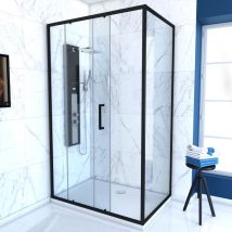 Aurlane - pack parete porta doccia + parete di ritorno + piatto doccia da posare - 120x90 scorrevole - crush moon 120x90