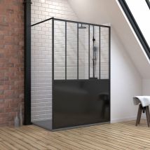 Aurlane - Pack Paroi de douche 90x200 cm noir mat + receveur de douche a poser en resine smc