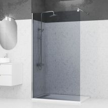 Aurlane - Pack Paroi de Douche 120x200cm Verre Fumé 8mm - Barre de Fixation Extensible et Profil Chrome