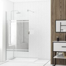 Aurlane - Pack Paroi de Douche 100x200cm - Bande Miroir - Barre de Fixation Extensible et Profil Chrome
