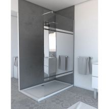 Aurlane - Pack Paroi de Douche 120x200cm - Bande Miroir - Barre de Fixation Extensible et Profil Chrome