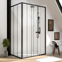 Aurlane - Pack Paroi porte de douche serigraphiee - 120x200cm + Paroi retour - 90x200 cm - porte coulissante