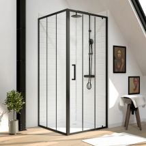 Aurlane - Pack Paroi porte de douche serigraphie - 80x200cm + Paroi retour - 80x200 cm - porte pivotante