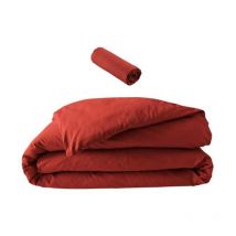 Pack parure 260 x 240 cm en percale 78 Fils + dh 160x200 cm Tomette