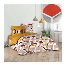 Pack parure de couette 240 x 220 cm Neoline + drap housse 140 x 190 x 30 Paprika