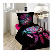 Pack parure de couette enfant 140x200 cm Porte bonheur + drap housse 90x190 Blanc