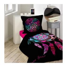 Pack parure de couette enfant 140x200 cm Porte bonheur + drap housse 90x190 Noir