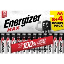 Pila alcalina max lr6 aa pack 8+4 Energizer