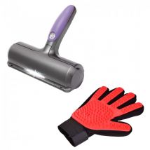 Venteo - Pack poils animaux - Brosse ramasse poils et gant de brossage animaux Ramasse poils