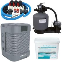 Pack Pompe à chaleur Piscine Poolex Q-Line 5 + By pass universel + Pompe de filtration + Filtre à sable + Verre Filtrant