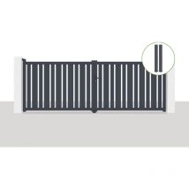 Pack portail battant 400x140cm veymont + 2 poteaux eifel H.166cm Gris